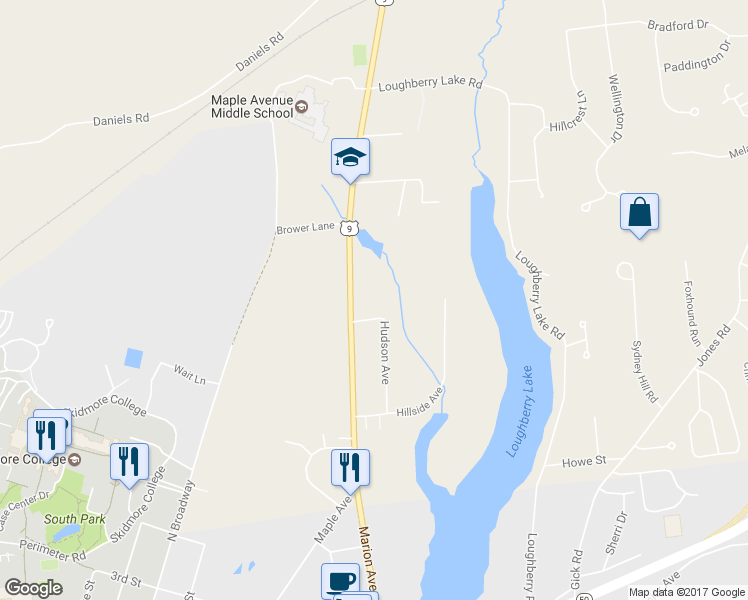 map of restaurants, bars, coffee shops, grocery stores, and more near 466 U.S. 9 in Saratoga Springs