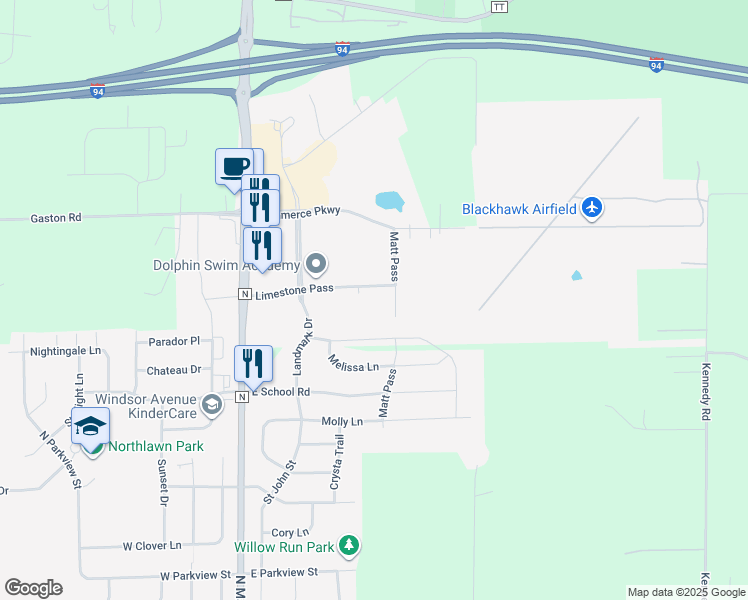 map of restaurants, bars, coffee shops, grocery stores, and more near 209 Limestone Pass in Cottage Grove