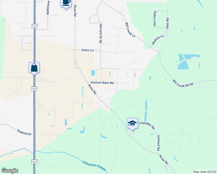 map of restaurants, bars, coffee shops, grocery stores, and more near 87882 Auction Barn Road in Bandon
