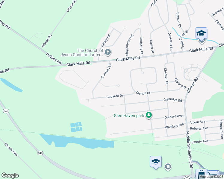 map of restaurants, bars, coffee shops, grocery stores, and more near 12 Jonathan Ct in Whitesboro
