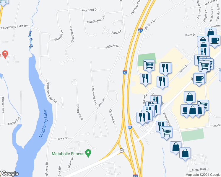 map of restaurants, bars, coffee shops, grocery stores, and more near 35 Jones Road in Saratoga Springs