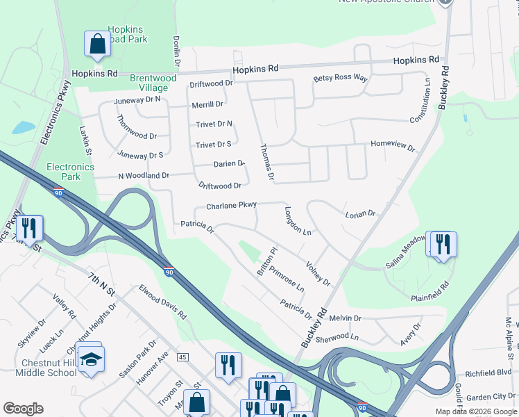 map of restaurants, bars, coffee shops, grocery stores, and more near 106 Lowe Avenue in Syracuse