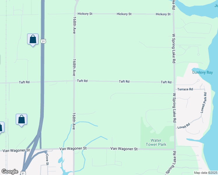 map of restaurants, bars, coffee shops, grocery stores, and more near 16580 Taft Road in Spring Lake