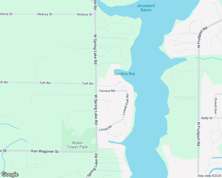 map of restaurants, bars, coffee shops, grocery stores, and more near 16177 Terrace Road in Spring Lake