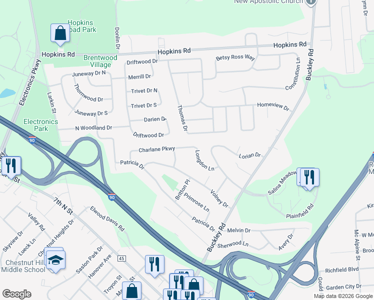 map of restaurants, bars, coffee shops, grocery stores, and more near 106 Lowe Avenue in Syracuse