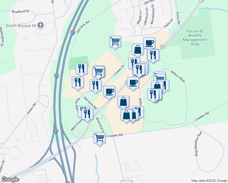 map of restaurants, bars, coffee shops, grocery stores, and more near 3040 Route 50 in Saratoga Springs