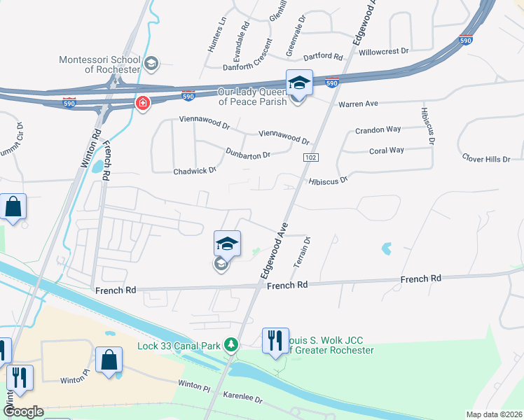 map of restaurants, bars, coffee shops, grocery stores, and more near 120 Greystone Lane in Brighton