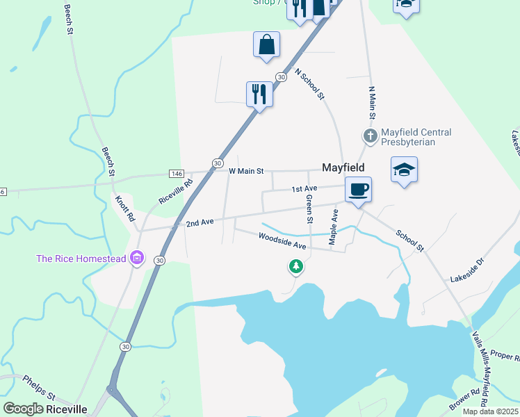 map of restaurants, bars, coffee shops, grocery stores, and more near 38 2nd Avenue in Mayfield