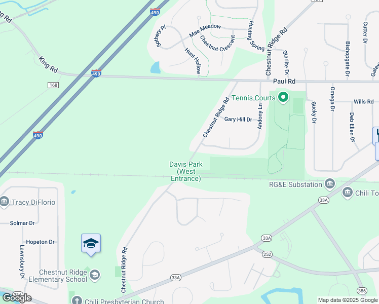 map of restaurants, bars, coffee shops, grocery stores, and more near 520 Chestnut Ridge Road in Rochester