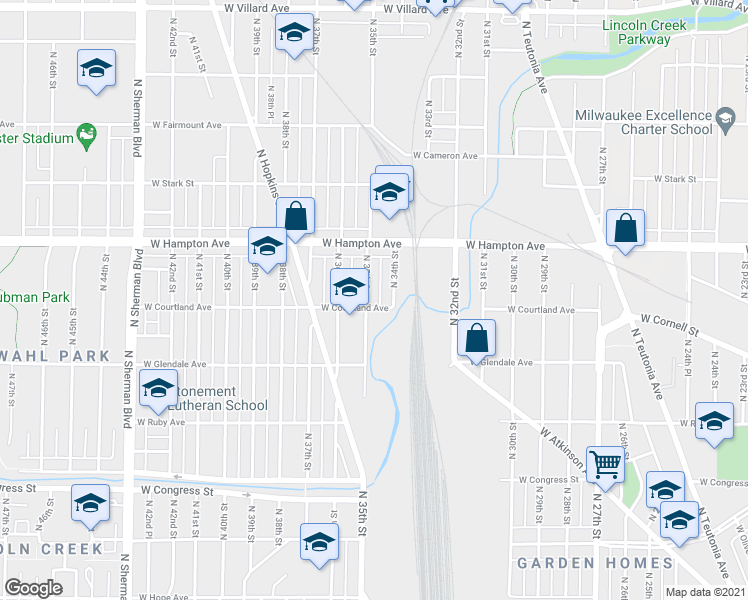 map of restaurants, bars, coffee shops, grocery stores, and more near in Milwaukee