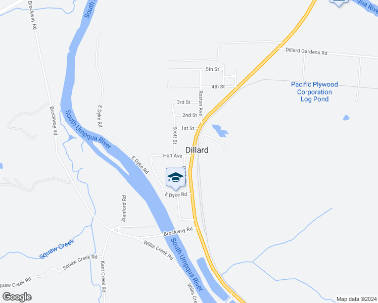 map of restaurants, bars, coffee shops, grocery stores, and more near 9261 Old Highway 99 South in Winston