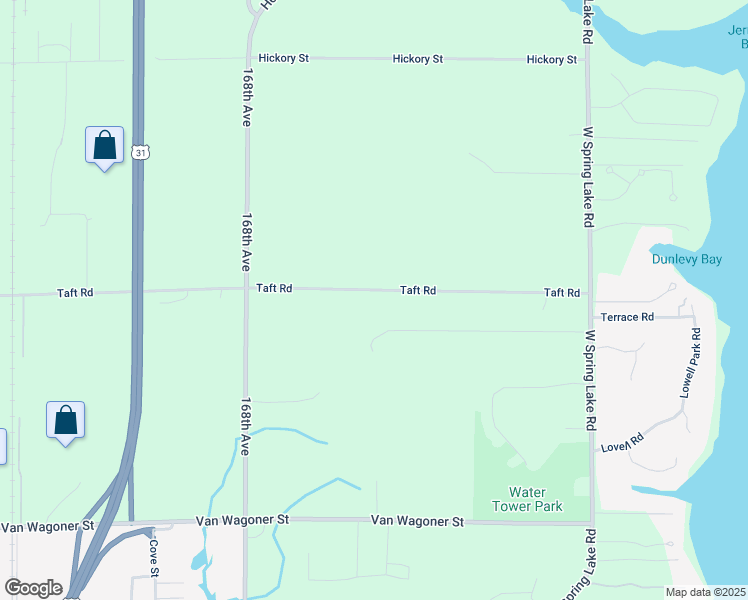 map of restaurants, bars, coffee shops, grocery stores, and more near 16580 Taft Road in Spring Lake