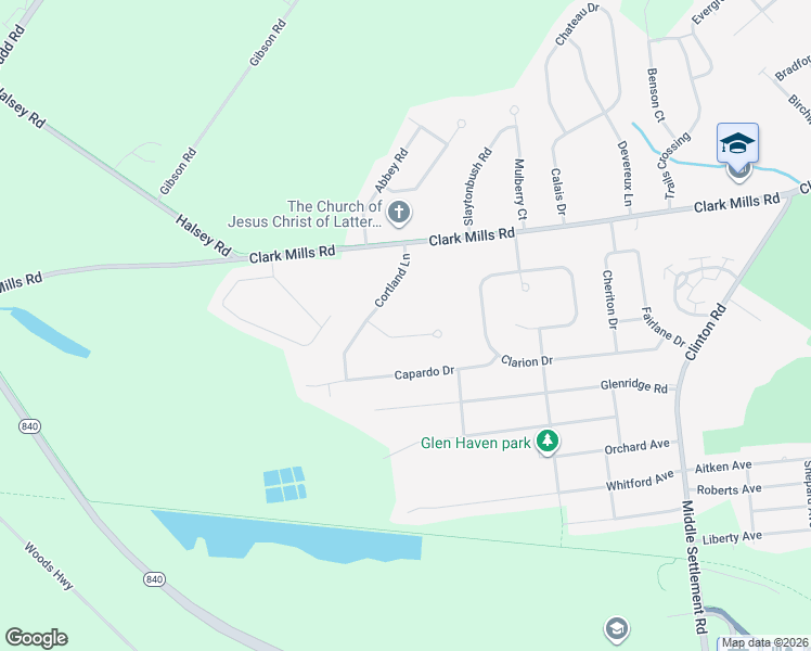 map of restaurants, bars, coffee shops, grocery stores, and more near 12 Jonathan Court in Whitesboro