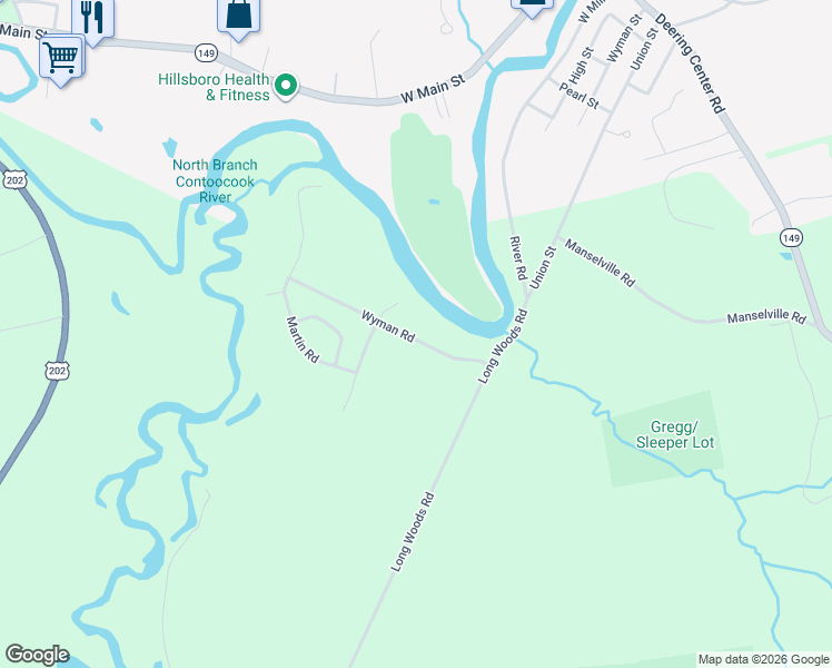 map of restaurants, bars, coffee shops, grocery stores, and more near 21 Hubbard Road in Deering