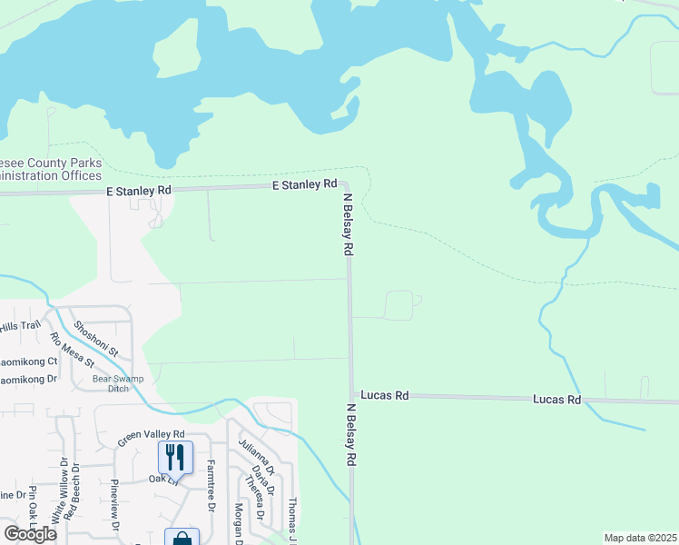 map of restaurants, bars, coffee shops, grocery stores, and more near 6437 North Belsay Road in Flint