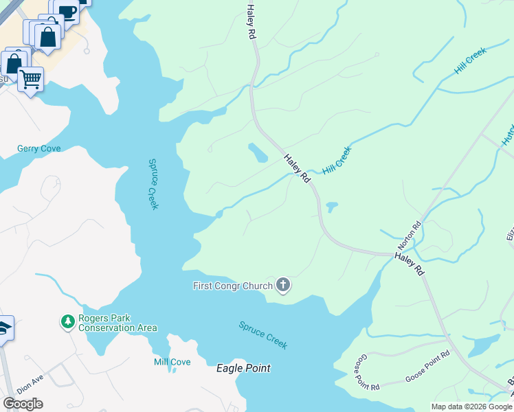 map of restaurants, bars, coffee shops, grocery stores, and more near 7 Hartley Farm Lane in Kittery