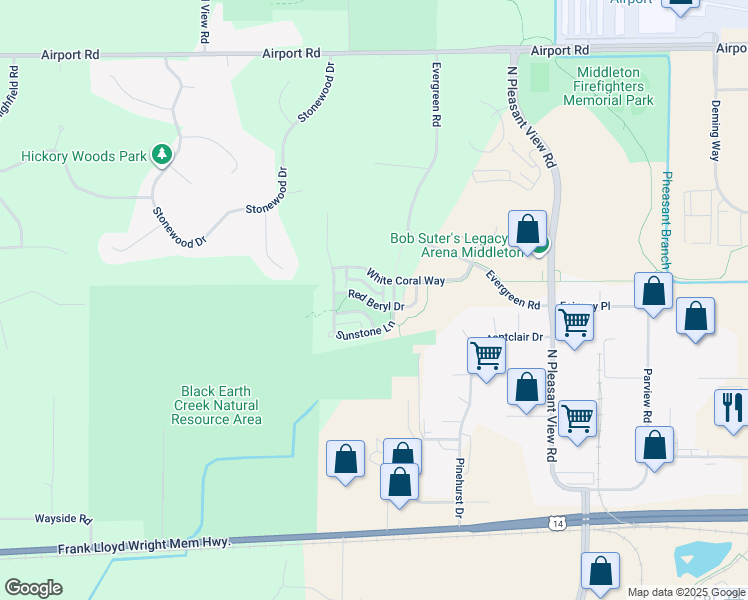 map of restaurants, bars, coffee shops, grocery stores, and more near 8916 Red Beryl Drive in Middleton