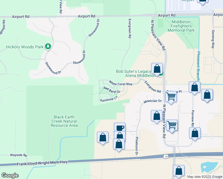 map of restaurants, bars, coffee shops, grocery stores, and more near 8916 Red Beryl Drive in Middleton