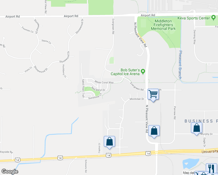 map of restaurants, bars, coffee shops, grocery stores, and more near 8845 Red Beryl Drive in Middleton