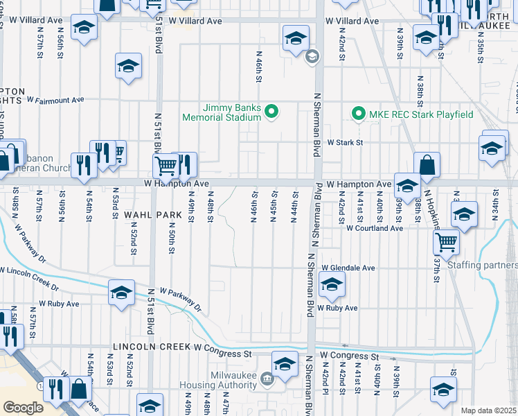 map of restaurants, bars, coffee shops, grocery stores, and more near in Milwaukee