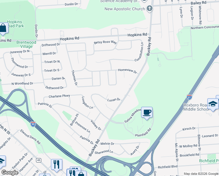 map of restaurants, bars, coffee shops, grocery stores, and more near 6866 Crystalwood Dr in Liverpool