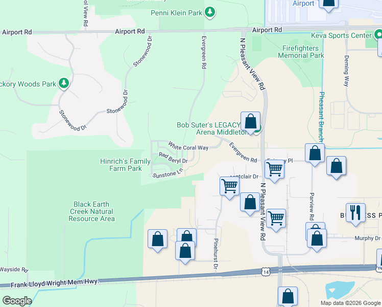 map of restaurants, bars, coffee shops, grocery stores, and more near 8832 White Coral Way in Middleton