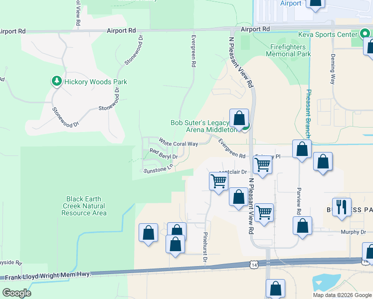 map of restaurants, bars, coffee shops, grocery stores, and more near 8832 White Coral Way in Middleton