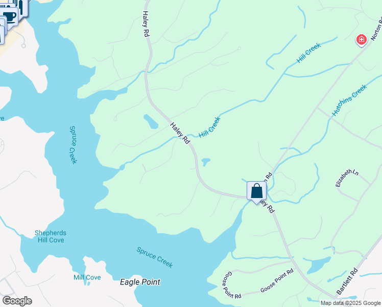 map of restaurants, bars, coffee shops, grocery stores, and more near 238 Haley Road in Kittery