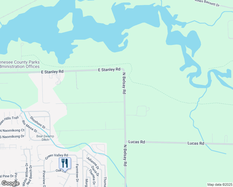 map of restaurants, bars, coffee shops, grocery stores, and more near 6437 North Belsay Road in Flint