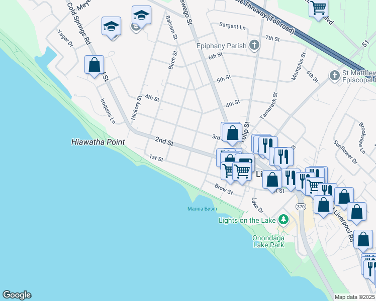 map of restaurants, bars, coffee shops, grocery stores, and more near 501 New York 370 in Liverpool