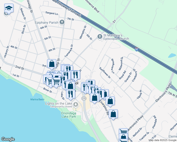 map of restaurants, bars, coffee shops, grocery stores, and more near 105 Cleveland St in Liverpool