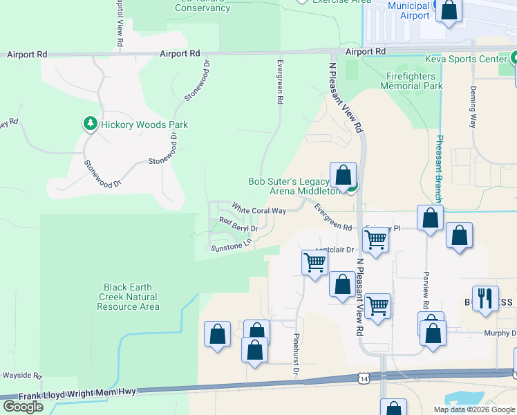 map of restaurants, bars, coffee shops, grocery stores, and more near 8832 White Coral Way in Middleton