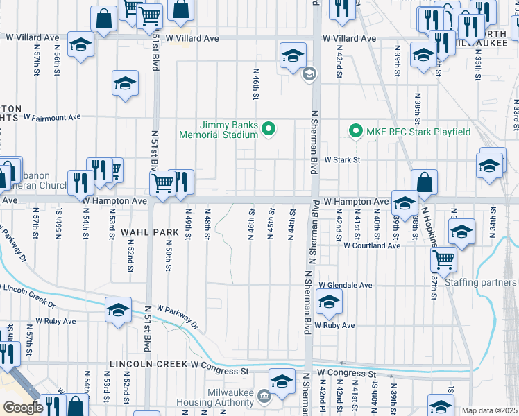 map of restaurants, bars, coffee shops, grocery stores, and more near in Milwaukee
