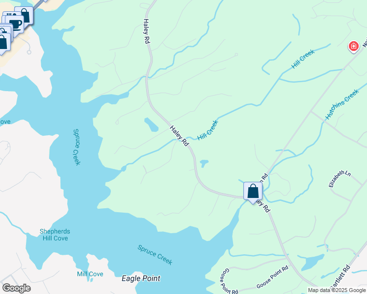 map of restaurants, bars, coffee shops, grocery stores, and more near 238 Haley Road in Kittery