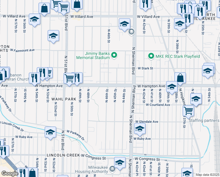 map of restaurants, bars, coffee shops, grocery stores, and more near in Milwaukee