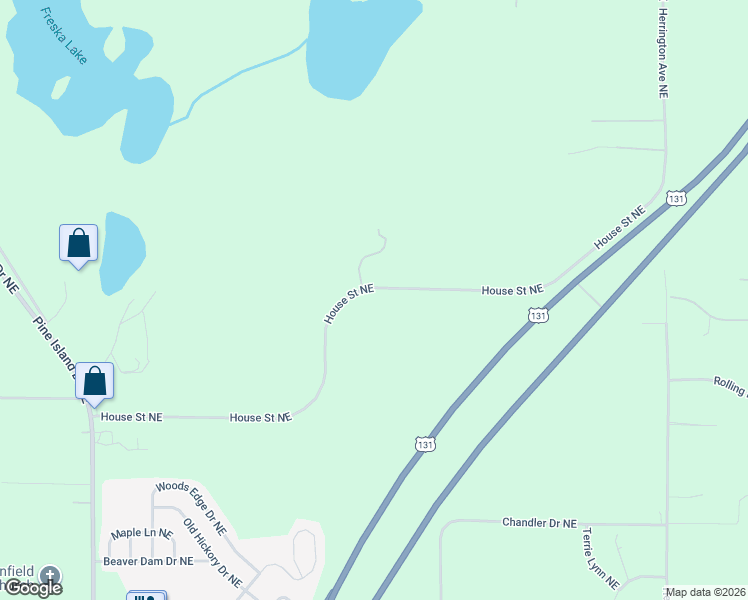map of restaurants, bars, coffee shops, grocery stores, and more near 1676 House Street Northeast in Plainfield charter Township