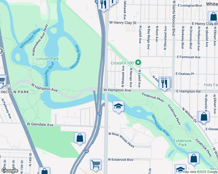 map of restaurants, bars, coffee shops, grocery stores, and more near in Milwaukee