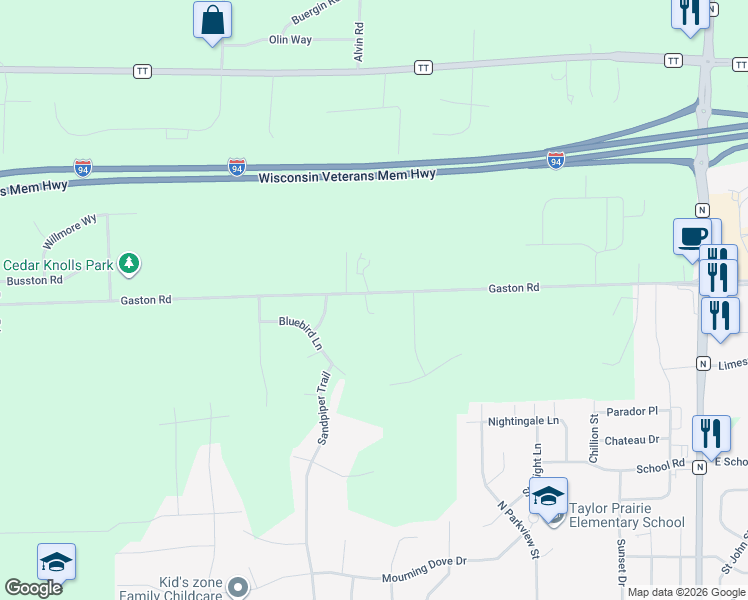map of restaurants, bars, coffee shops, grocery stores, and more near 4674 Raven Way in Cottage Grove