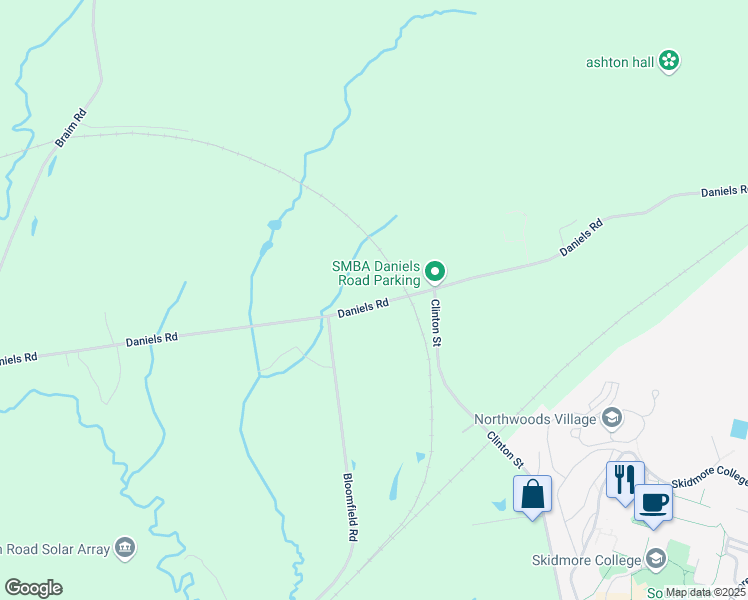 map of restaurants, bars, coffee shops, grocery stores, and more near 165 Daniels Road in Saratoga Springs