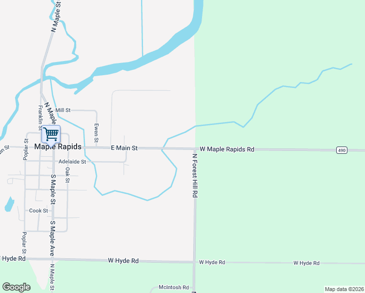 map of restaurants, bars, coffee shops, grocery stores, and more near 876 East Main Street in Saint Johns