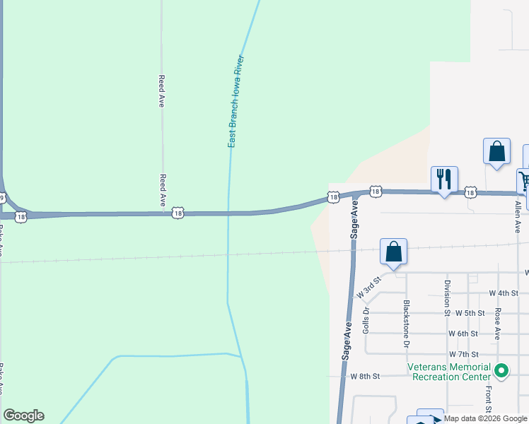 map of restaurants, bars, coffee shops, grocery stores, and more near U.S. 18 in Garner