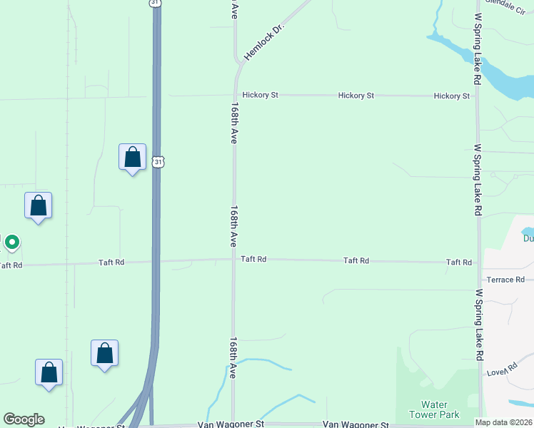map of restaurants, bars, coffee shops, grocery stores, and more near 16549 Taft Road in Spring Lake