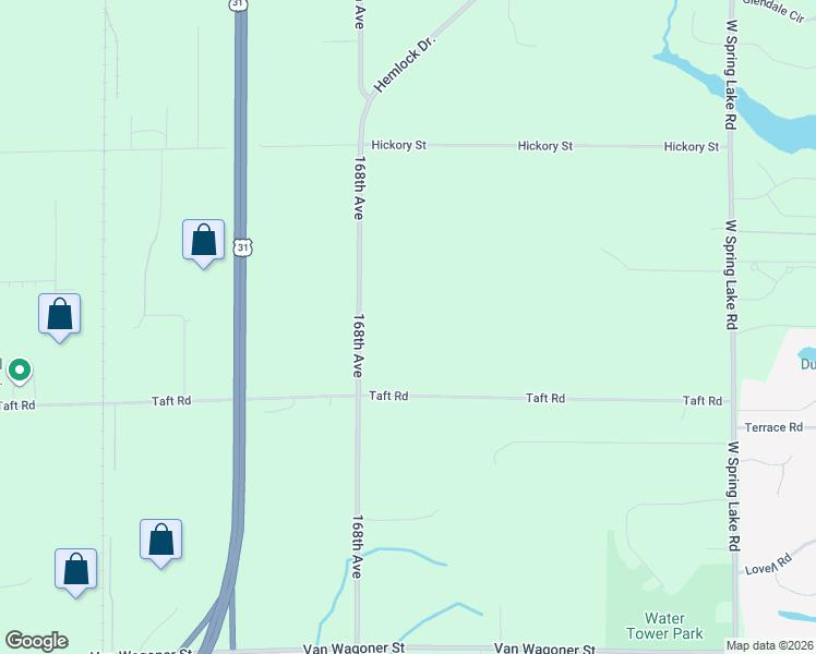 map of restaurants, bars, coffee shops, grocery stores, and more near 16549 Taft Road in Spring Lake
