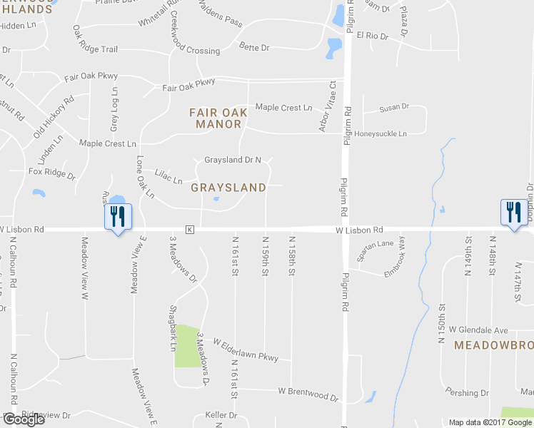 map of restaurants, bars, coffee shops, grocery stores, and more near 4837 Graysland Drive East in Menomonee Falls