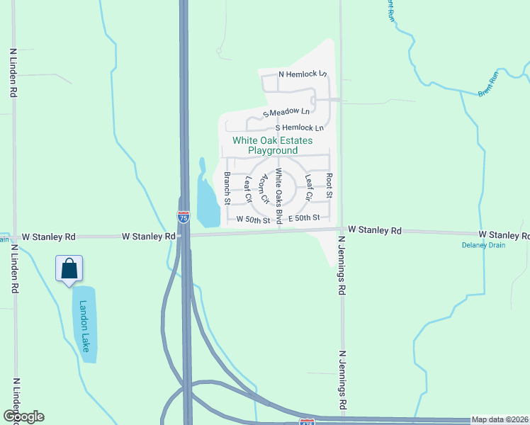 map of restaurants, bars, coffee shops, grocery stores, and more near 7020 Leaf Circle in Mount Morris Township