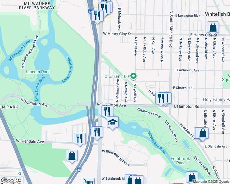 map of restaurants, bars, coffee shops, grocery stores, and more near 4865 North Mohawk Avenue in Glendale