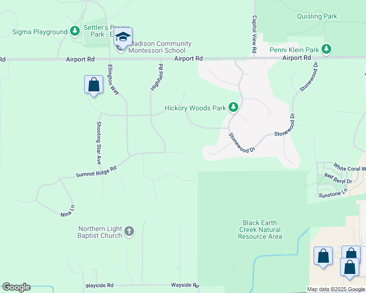 map of restaurants, bars, coffee shops, grocery stores, and more near 7332 Summit Ridge Road in Middleton