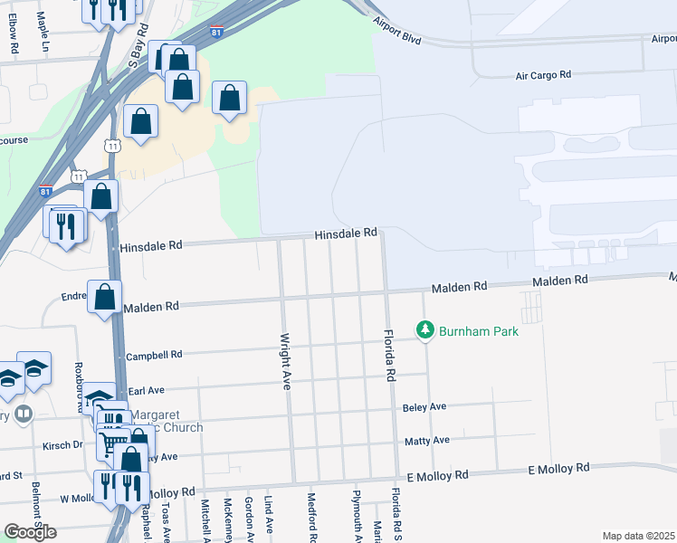 map of restaurants, bars, coffee shops, grocery stores, and more near 610 Plymouth Ave in Syracuse