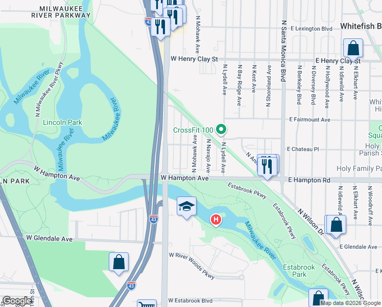 map of restaurants, bars, coffee shops, grocery stores, and more near 4865 North Mohawk Avenue in Glendale