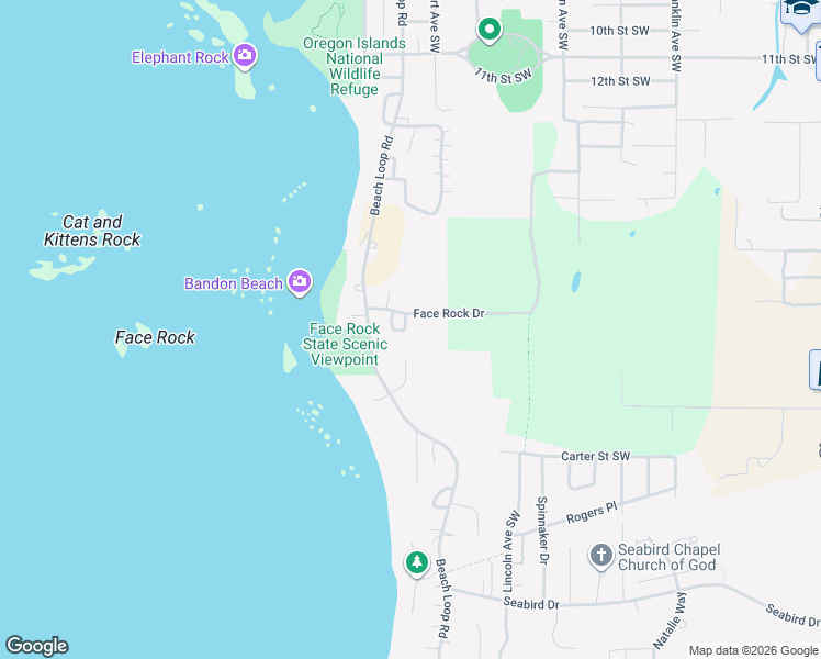 map of restaurants, bars, coffee shops, grocery stores, and more near 1329 Village Loop in Bandon
